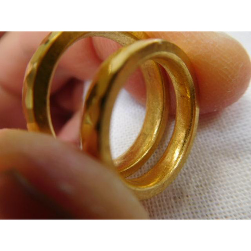 純金 結婚指輪 鍛造 手作り 24k 24金 k24 男性 平甲丸 槌目 4mm 女性