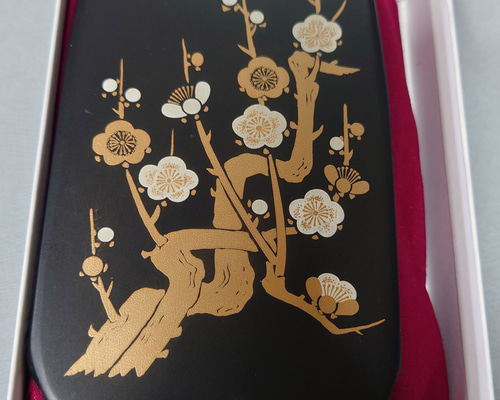 伝統的工芸品 天然共蓋付き硯 四五平（梅） ペン・筆記用具 和伝 通販