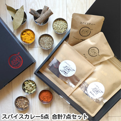 スパイスカレーセット スパイスカレー５点 合計7点 詰め合わせ ギフト プレゼント カレー好きの方へ　ホリデーボックス 1枚目の画像