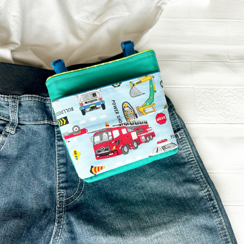 はたらく車 移動ポケット！フタなし⭐︎ダブルポケット⭐︎まち