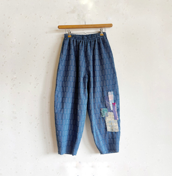 和風バルーンパンツ 刺し子織 ラリーキルト カンタキルト L〜LL モンペ