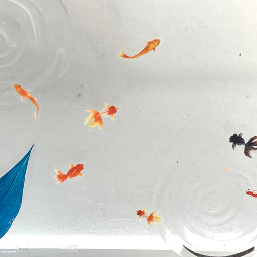 猫(弟子作) レジン 置物 ほのぼのするの1 カエル 金魚