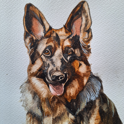 水彩画 ジャーマンシェパード 絵画 makochin 通販 17787014