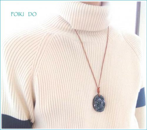 【送料無料♪】ヘマタイト龍神様立体彫り　ネックレスタイプ