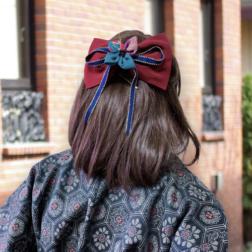 送料無料】卒業式 袴 髪飾り リボン えんじ レトロ 大正ロマン 和洋