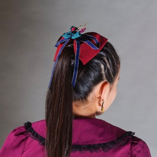卒業式 袴 髪飾り リボン つまみ細工 えんじ レトロ 大正ロマン 和洋  