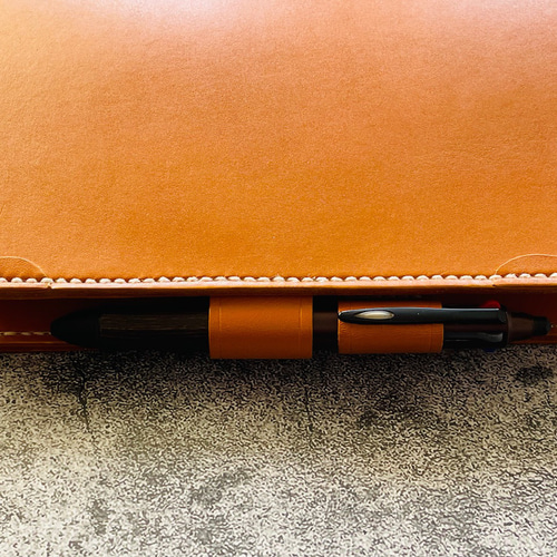 手縫】ジブン手帳A5スリム用キャメル色本革手帳カバー（バタフライ