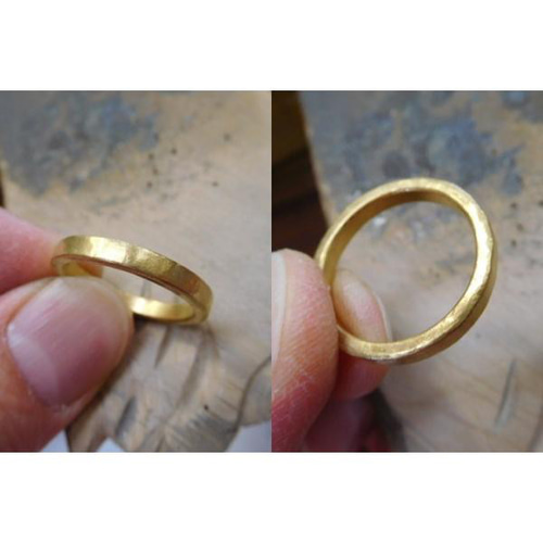 純金 結婚指輪 鍛造 手作り 24k 24金 k24 平打ち 平打ちリング 3mm