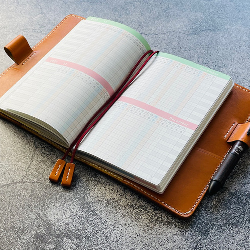 手縫】ジブン手帳B6スリムmini 用キャメル色本革手帳カバー