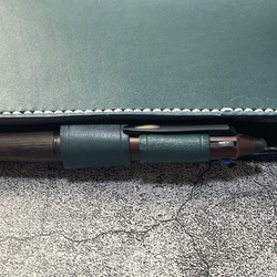 【手縫】ジブン手帳B6スリムmini 用ブルーグリーン色本革カバー（バタフライストッパー） IDEA/LIFE も収納可 8枚目の画像