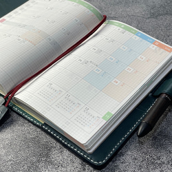 【手縫】ジブン手帳B6スリムmini 用ブルーグリーン色本革カバー（バタフライストッパー） IDEA/LIFE も収納可 3枚目の画像