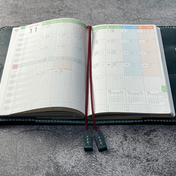 【手縫】ジブン手帳B6スリムmini 用ブルーグリーン色本革カバー（バタフライストッパー） IDEA/LIFE も収納可 5枚目の画像