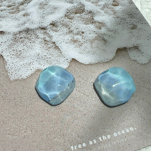 レジン 海塗りoceanピアス/イヤリング 【ひし形】 ピアス（スタッド 