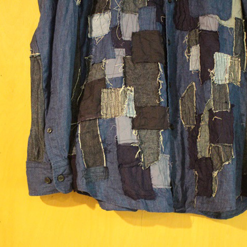 SAYOCAFE襤褸テイストシリーズ、パッチワーク&刺し子シャツ