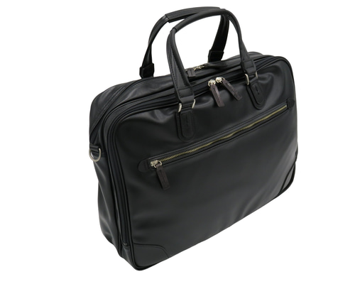 ブラック ビジネスバッグ 合成皮革 木和田 合成皮革 No.5998 「ダブルマチビジネスバッグ」 日本製