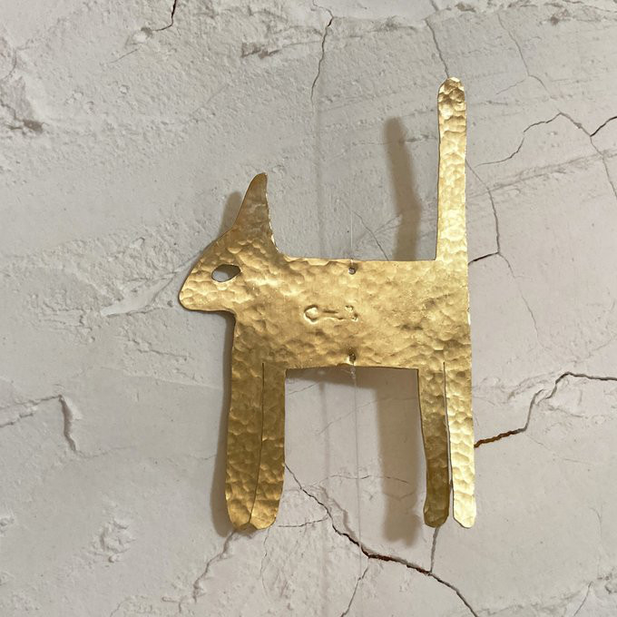 光のモビール・サンキャッチャー◇三日月・猫の月◇真鍮無垢素材/スワロフスキークリスタル