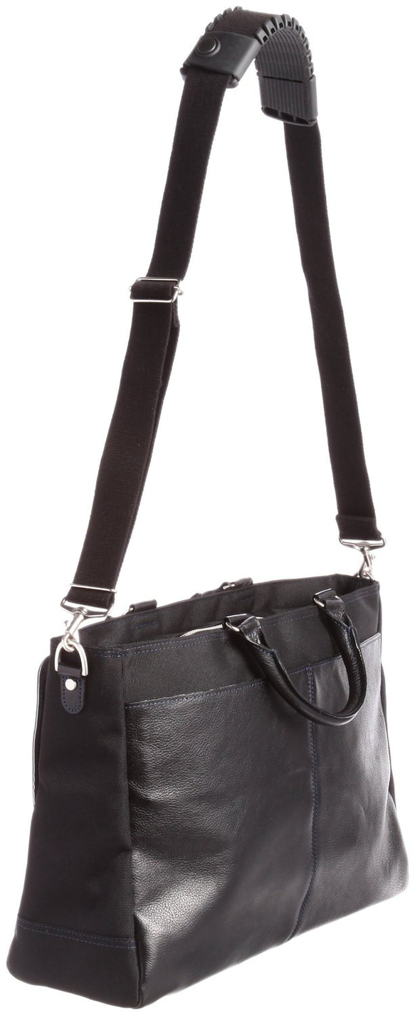 前面・背面部分に贅沢に本革を使用。 No.5005-01 「コーデュラ・本革コンビビジネスバッグ」 兵庫県豊岡製 