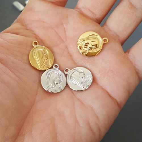1pcs] オール ステンレス マリア メダイ チャーム ペンダントトップ