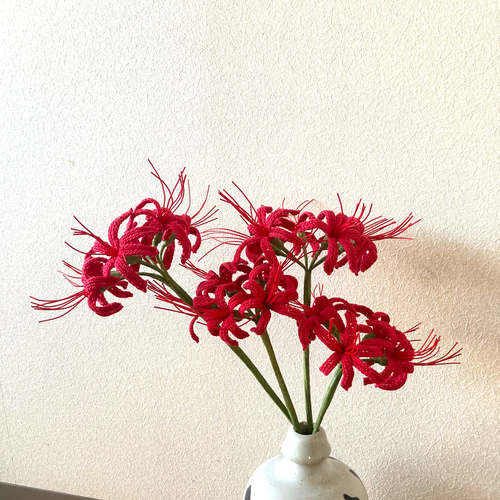 編み物で咲かせた彼岸花 red spider lily anime flower アートフラワー