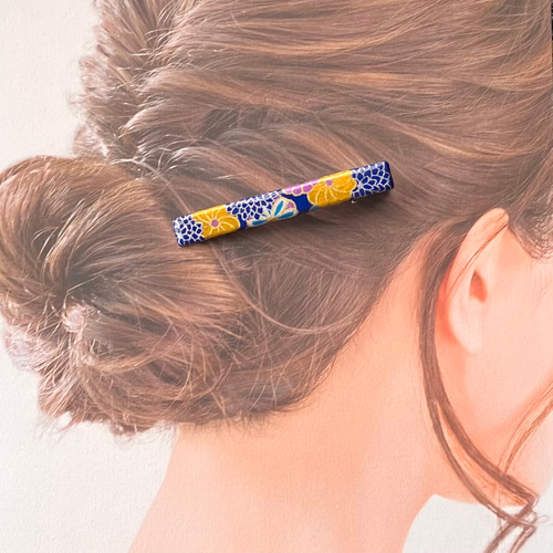 友禅和紙×レジン】和柄のヘアアクセサリーセット 菊華 バレッタ 和息