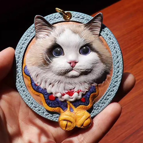 ペット肖像レザーアート｜ギフト用チャーム＆キーホルダー ペットレザー彫刻キーホルダー 犬の記念品カスタム シルクスクリーン