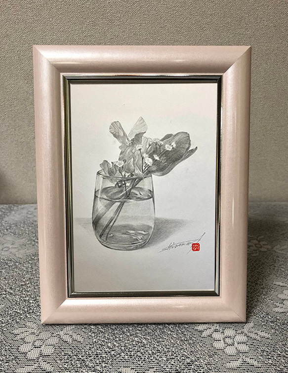 特別オファー アート絵はがき3枚セット「花とロックグラス・デッサン 絵画