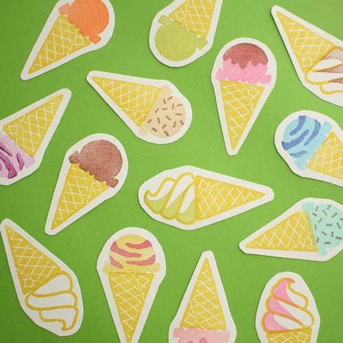 アイスクリーム屋さんのはんこセット はんこ・スタンプ こば＊はん庫