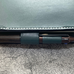 【手縫】ほぼ日5年手帳用ブルーグリーン本革カバー（角花飾）2本しおり付き（バタフライストッパー） 7枚目の画像