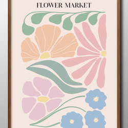 14900□ポスター アート 絵画『フラワーマーケット 花』北欧 A3