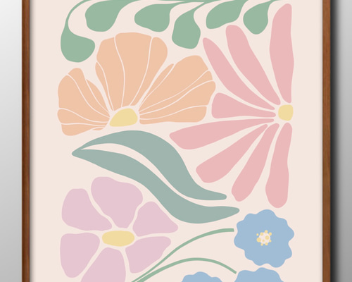 14900□ポスター アート 絵画『フラワーマーケット 花』北欧 A3