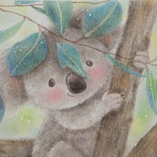 原画・フレーム付き】「のんびりコアラさん」 パステルアート こあら
