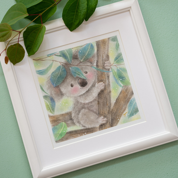 原画・フレーム付き】「のんびりコアラさん」 パステルアート こあら