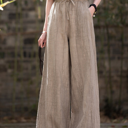 紮染め苎麻キュロット 砂洗ワイドパンツ #6196麥色 5枚目の画像