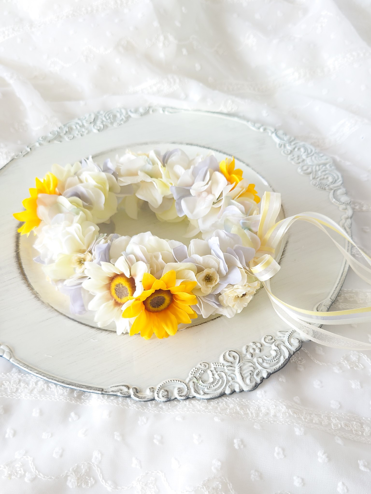 サイズ調整可能 ♪ やわらか花かんむり/ひまわり★ラッピング無料★