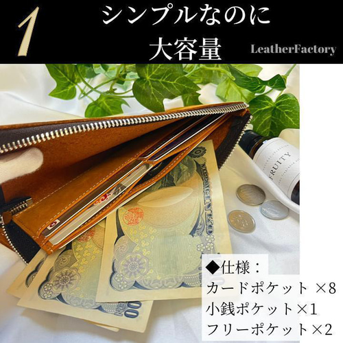 長財布 L字ファスナー 薄い 本革 メンズ レディース レザー 皮 小銭