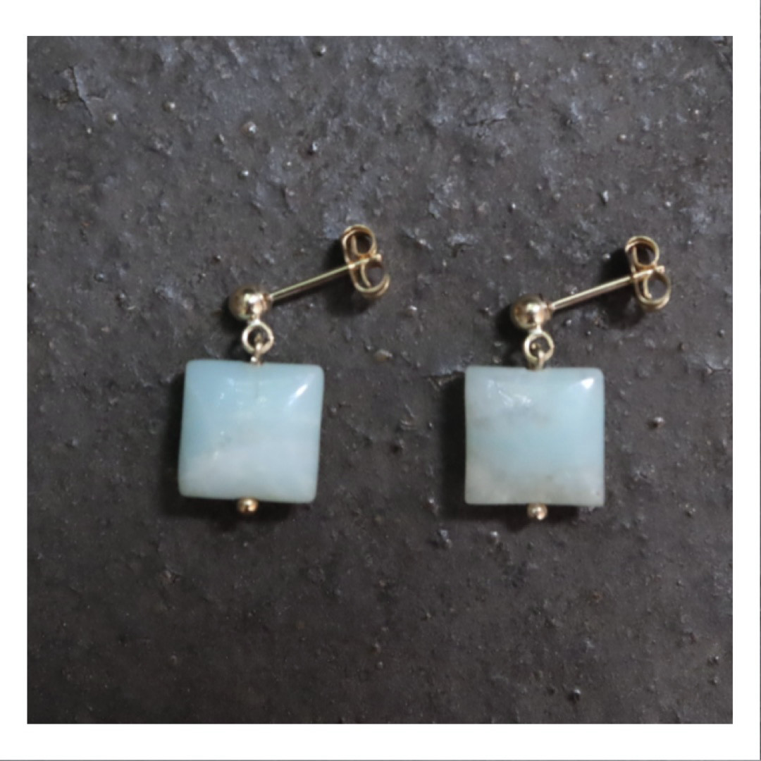 【14kgf】アマゾナイト　ピアス