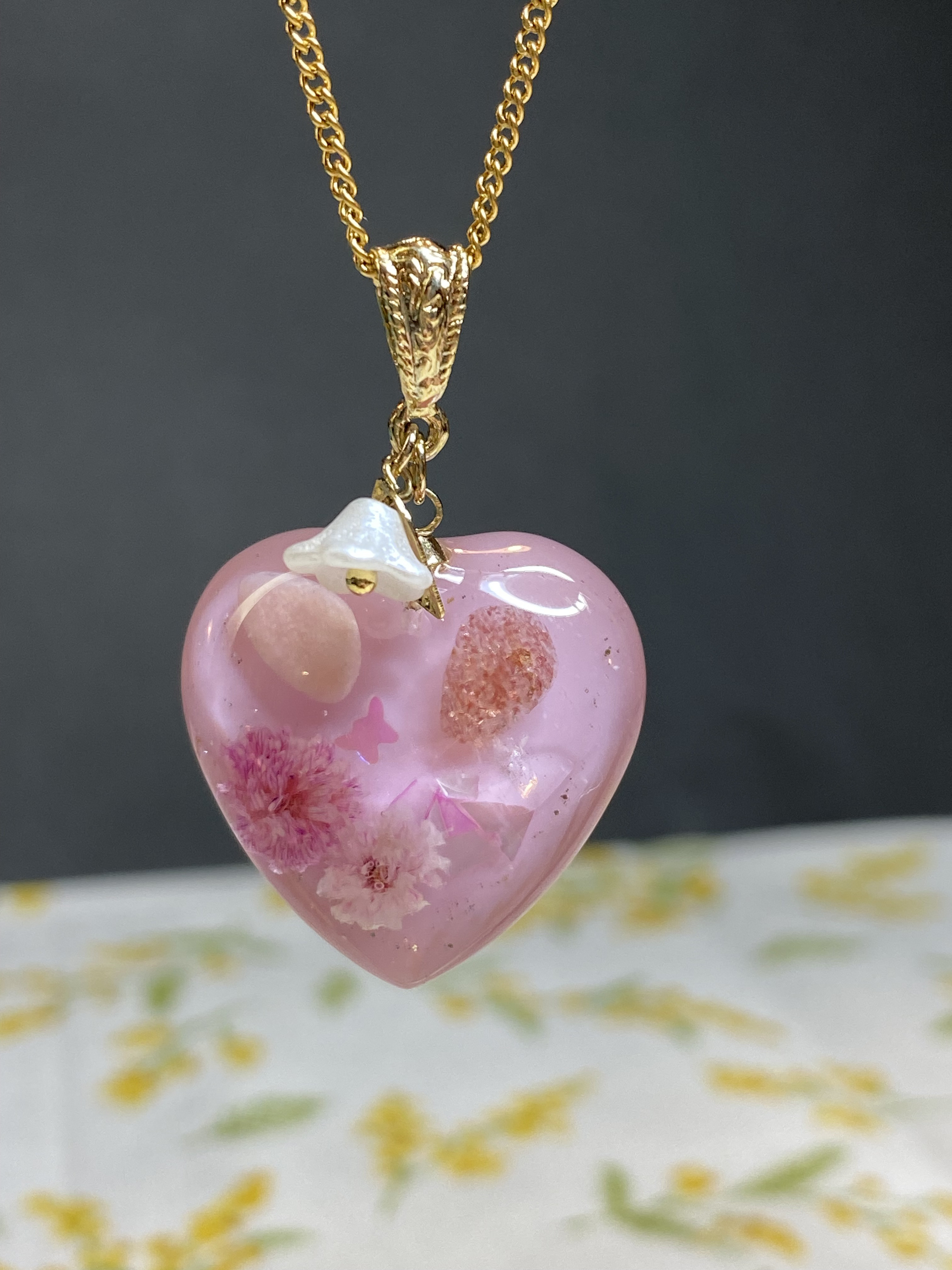 お値下げハート型ピンクペンダントネックレス