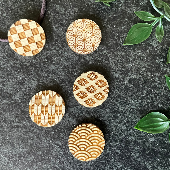 和柄の竹製ヘアゴム 丸 レーザー彫刻 ヘアゴム Bamboo Fam. 通販