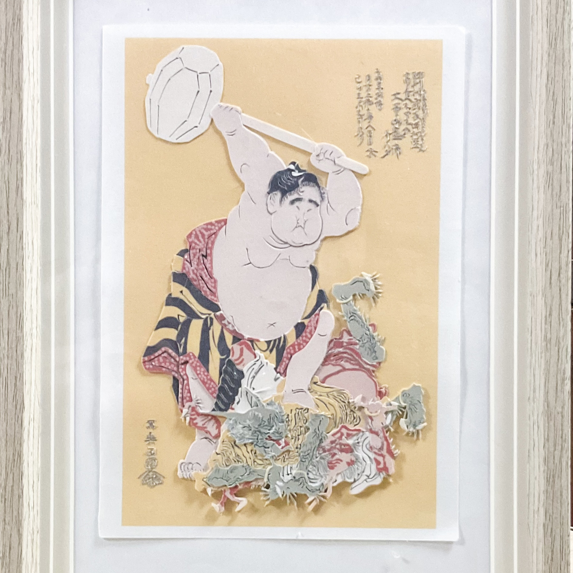平面切り貼り絵「浮世絵模写/大童山の鬼退治/写楽」原画のみ