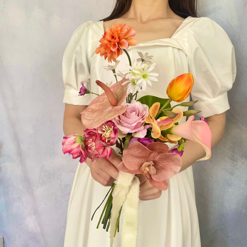 ウェディングブーケ ブートニア セット 造花 結婚式 ブライダル 前撮り