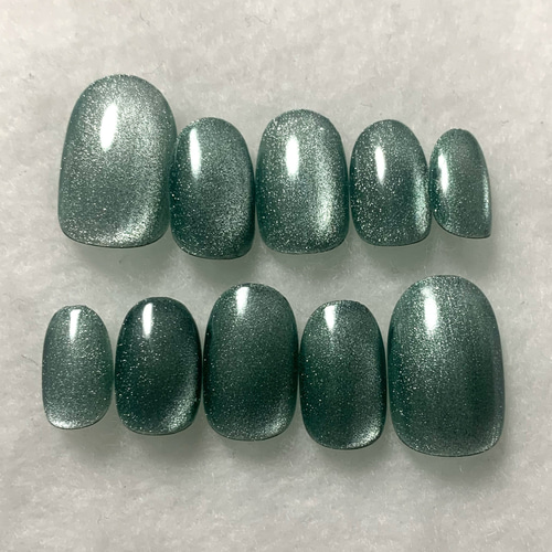 グリーン マグネットネイル サイズオーダー可 ネイルチップ（つけ爪  