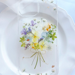 全機種対応 ボタニカル風ブーケ 押し花ケース iPhoneケース・カバー