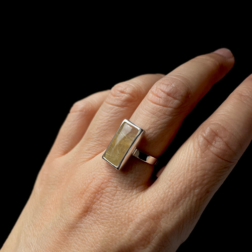 スクエア型！】ルチルクォーツリング サイズ12.5号 silver950 SR-145