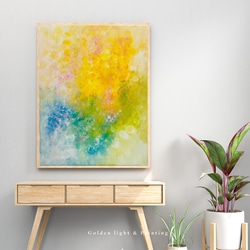 抽象画 金色フレーム付き 抽象画「No.009」アクリル画 金箔 S0号 秋 インテリア 絵画