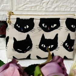 感謝価格　SALE クレーン猫柄　16cmファスナーポーチ　人気　ハンドメイド 感謝価格 SALE 猫柄 16cmファスナーポーチ 人気 ハンドメイド