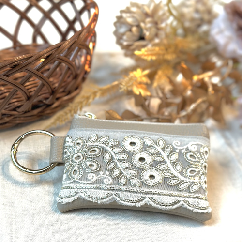 【リュンヌ】インド刺繍リボン・ミニポーチ new ② インド刺繍リボン ミニポーチ コインポーチ 小物入れ