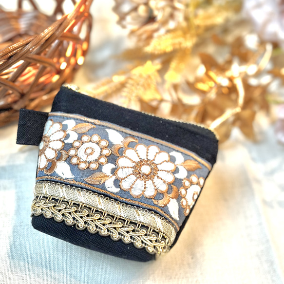 インド刺繍リボン ミニポーチ マチあり ポーチ ekopeto 通販 17790639