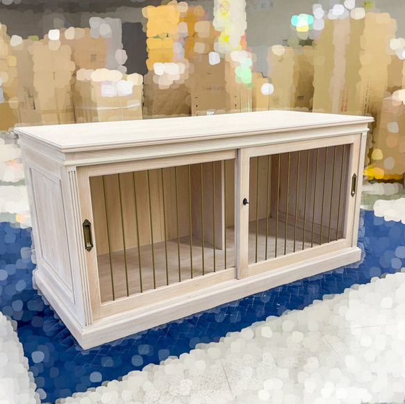 おしゃれな木製ドッグケージ かわいいドックハウス インテリア室内用犬小屋 大型犬 アンティーク調 オーダーメイド家具 