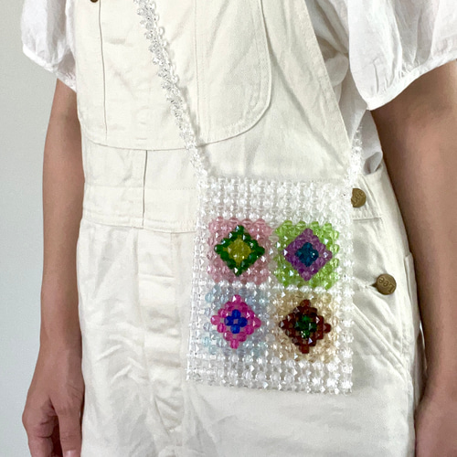 スマホ　カバンショルダー　カスタムビーズ　手作り 99 スマホ用ビーズバッグの作り方/beaded bag for smart phone