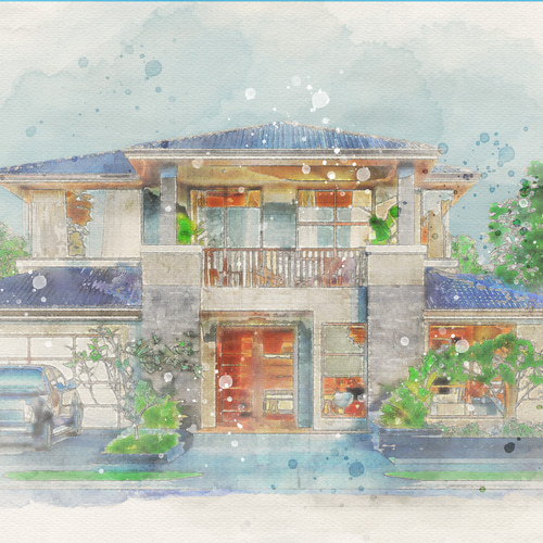 建物専門】ふんわり優しい水彩画〜新居祝い✳︎お店のオープン記念日